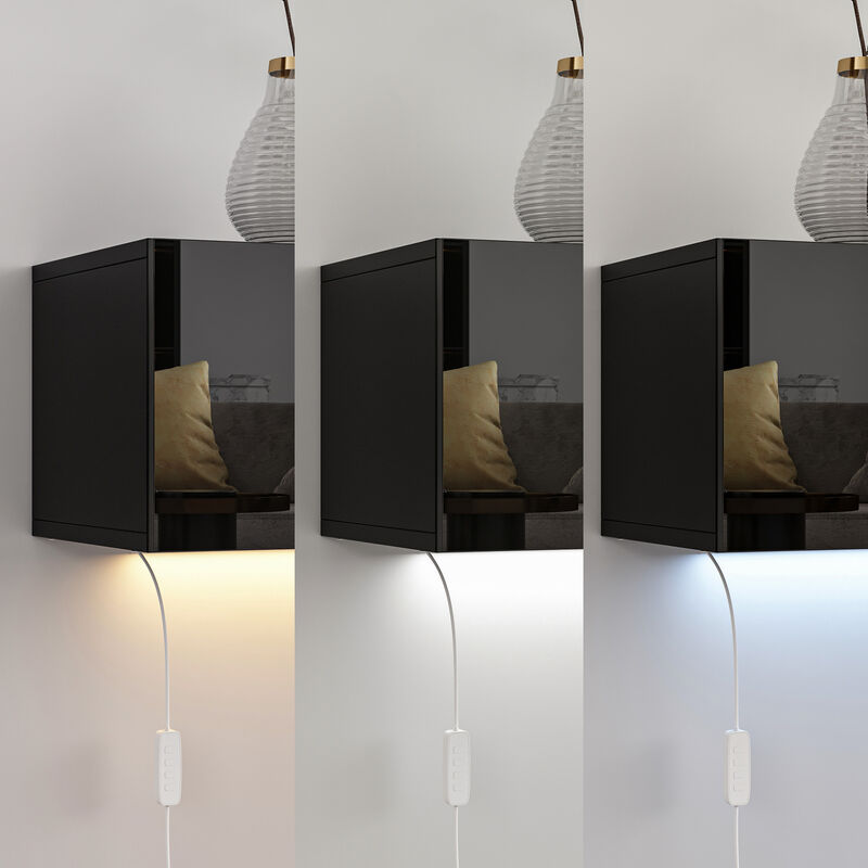 Black Mirror Finished TV Stand Wall-Mounted Entertainment Center Fits TV's up to 110.2 in. with 4 Drawers for Storage