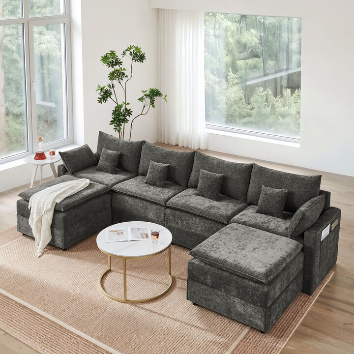 Glocep U Shaped Couch 132" Cloud Modular Sectional