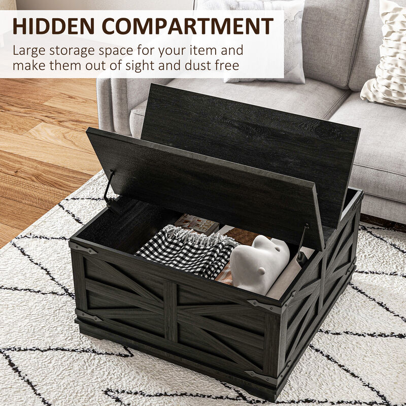 Hivvago Square Coffee Table with Hidden Compartment image number 3
