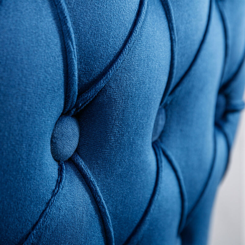 Hivvago 2pcs Chrome Accent Wingback Bar Stools Tufted Velvet with Nailhead and Legs