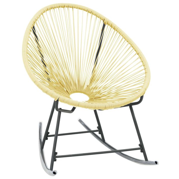 vidaXL Outdoor Rocking Moon Chair Poly Rattan Beige 3140