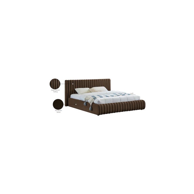 Meridian Furniture Nico Brown Velvet Full Bed