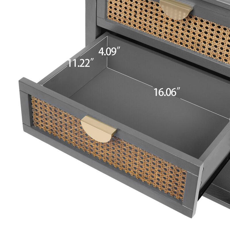 Streamdale 2-Drawer Rattan Side Table for Living Spaces