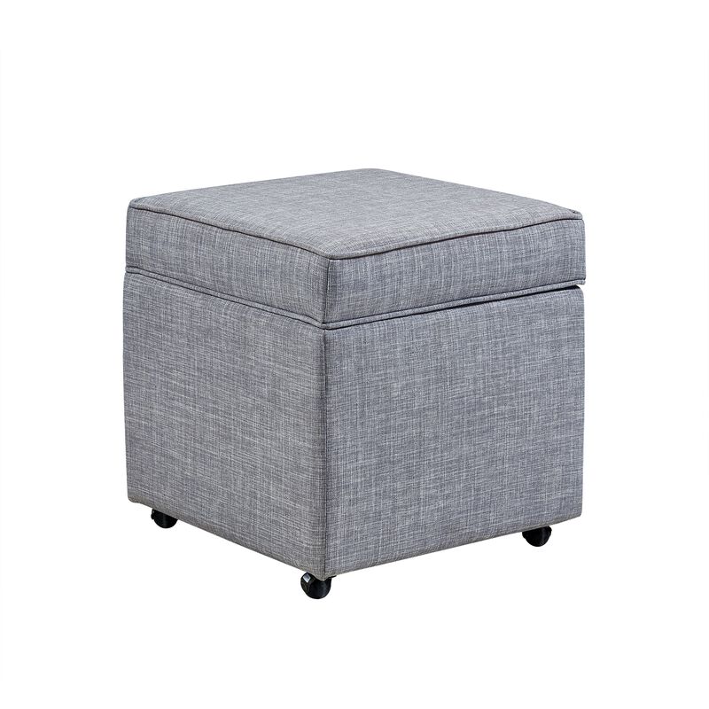 Inspired Home Francis Linen Ottoman