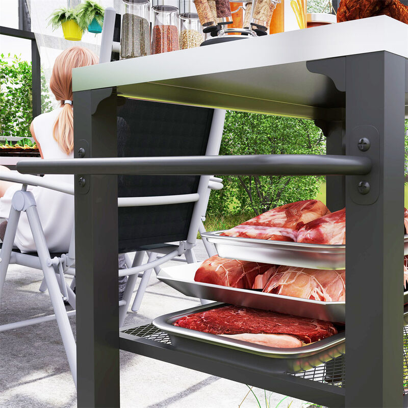 Portable BBQ Grill Cart &ndash; Heavy-Duty Outdoor Table with Wheels and Storage image number 4