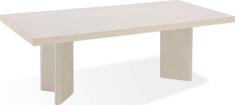 Caye Stone Top Double Pedestal Dining Table with Ivory Cement Base