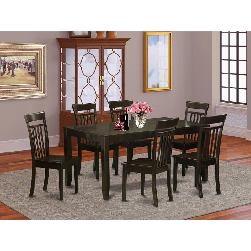 7 Pc Dining room set-Kitchen Tables with Leaf and 6 Chairs for Dining room