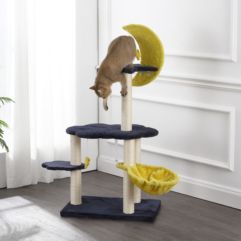 Aurora 3-Tier Modern Sisal Moon And Stars Cat Tree with Scratching Posts