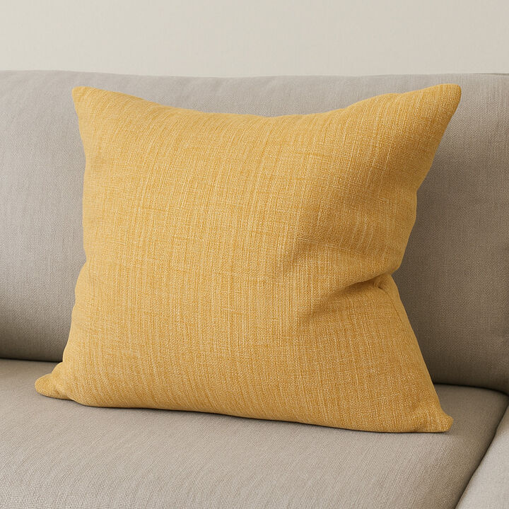 HomeRoots 22" Mustard Linen Throw Pillow Cover with Texture