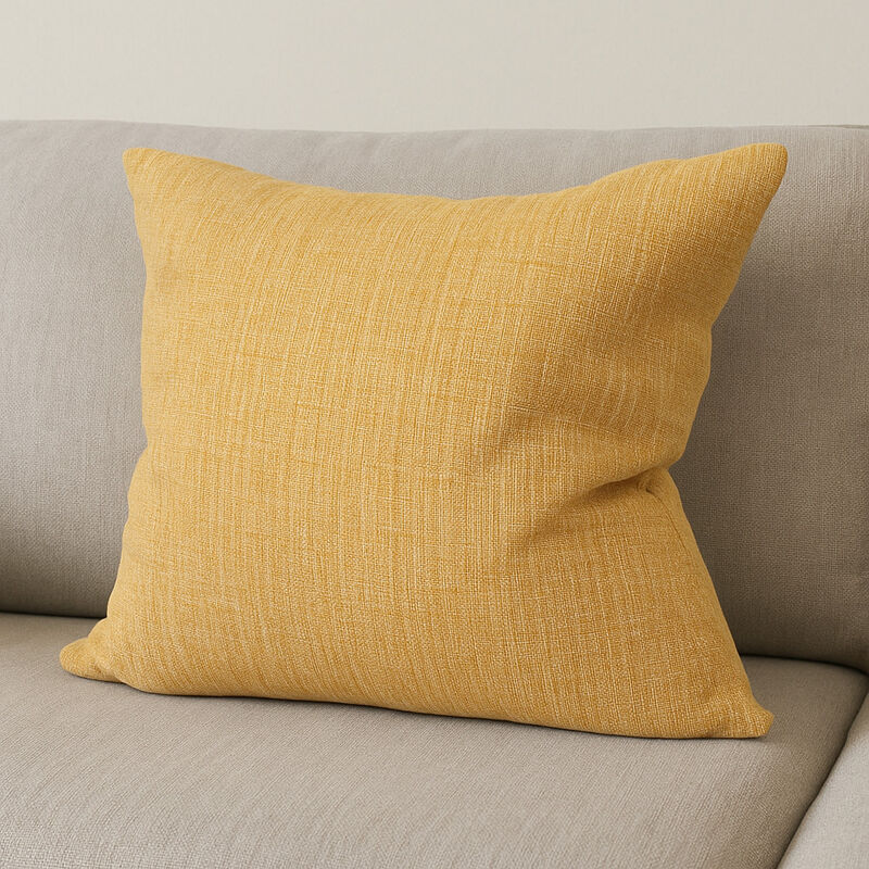 HomeRoots 22" Mustard Linen Throw Pillow Cover with Texture image number 1