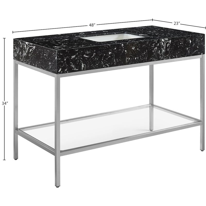 Meridian Furniture Marmo Black Engineered Marble Bathroom Vanity