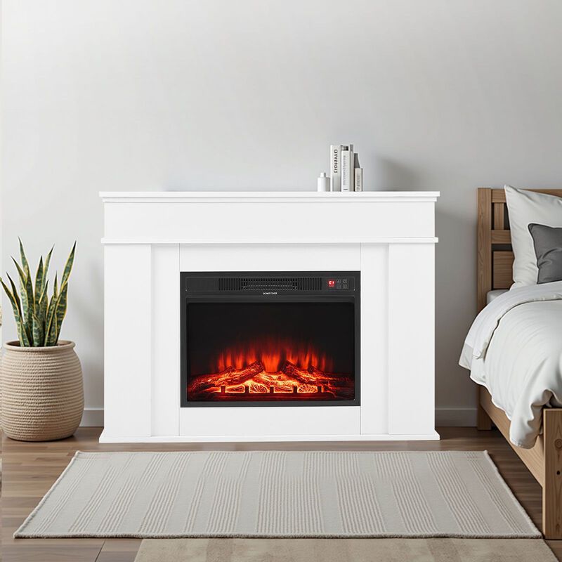 Electric Fireplace Stove 1500W with Adjustable Flames, Remote and Safety Protection-White image number 1