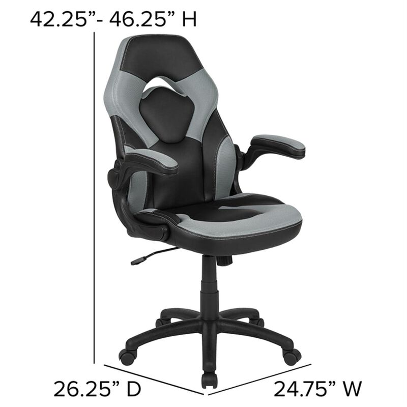 Flash Furniture Black Gaming Desk and Gray/Black Racing Chair Set with Cup Holder, Headphone Hook, and Monitor/Smartphone Stand
