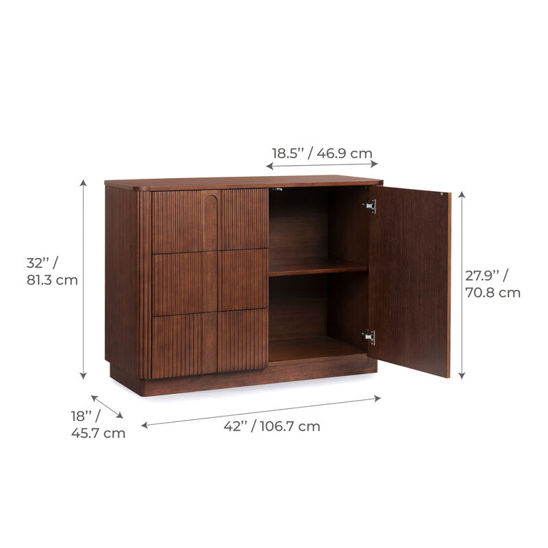 Wooden Sideboard with Adjustable Shelf Storage Cabinet image number 5