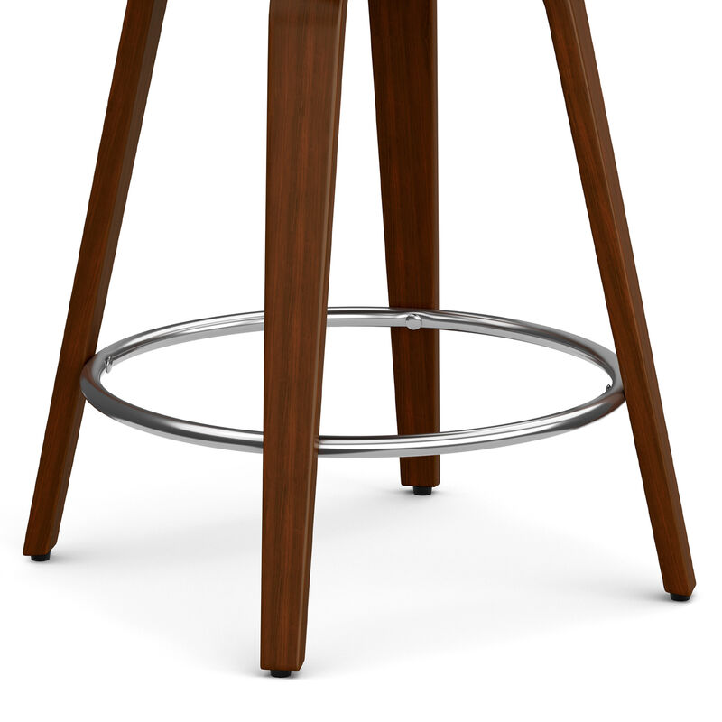Roland Mid-Century Modern 24 inch Swivel Counter Height Stool in Grey Linen Look Fabric image number 5
