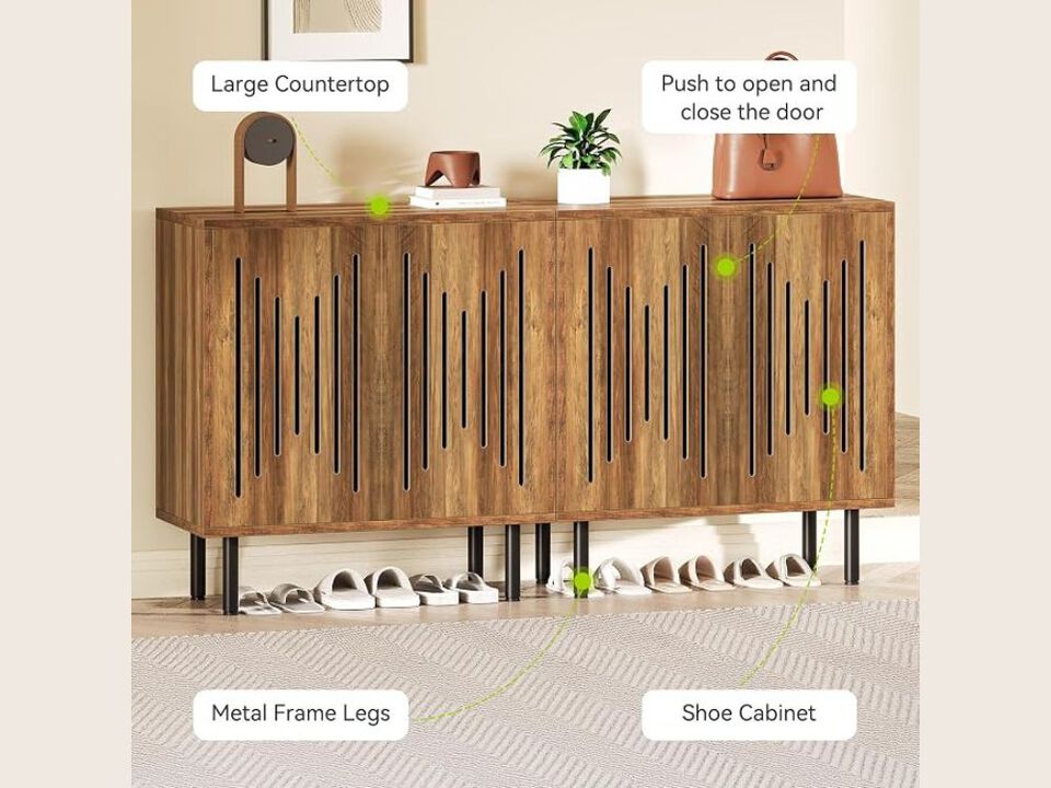 59 Inch Kitchen Sideboard Cabinet Standing Farmhouse Wood Buffet Floor Living