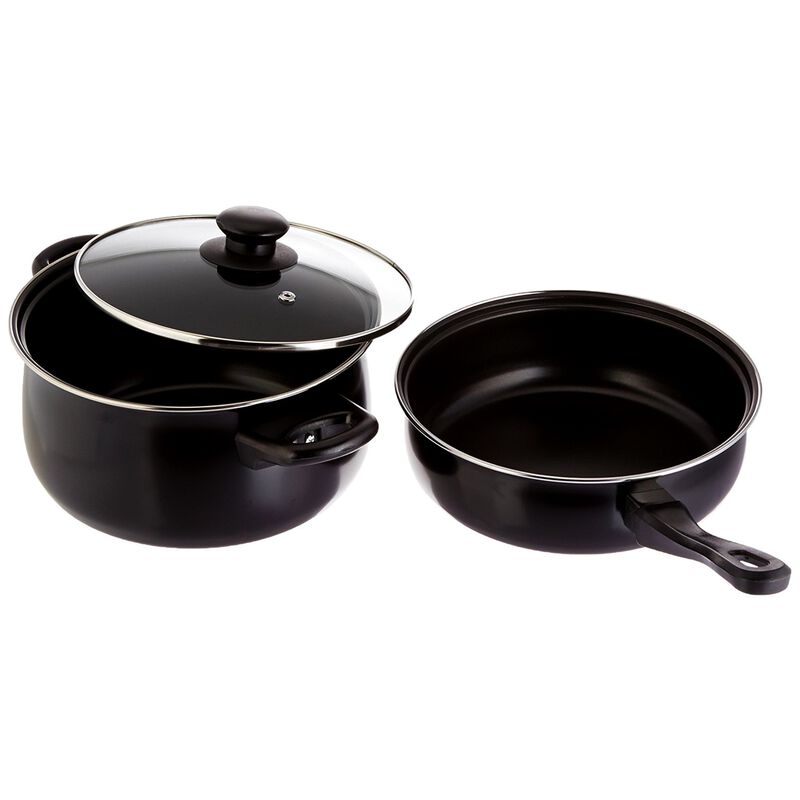Gibson Home Chef Du Jour 7 Piece Carbon Steel Nonstick Cookware Set in Black