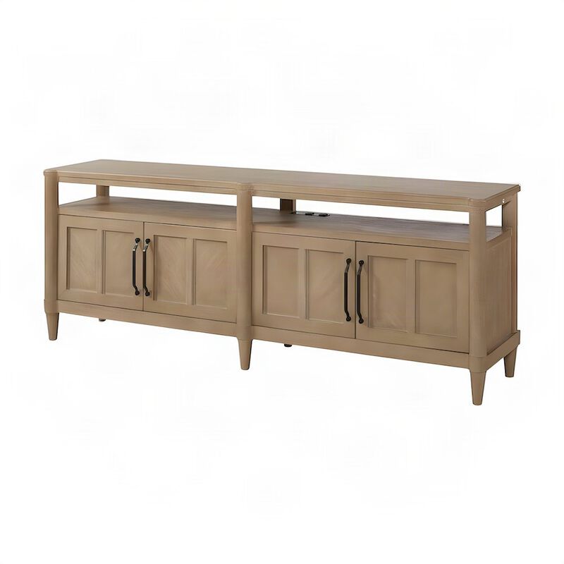Rubberwood and Mindi Veneer Transitional Casual Sofa Console Table, Sand image number 2