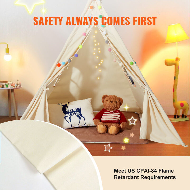 Kids Play Tent with Plush Balls and Mat, Teepee Style for Indoor or Outdoor Play