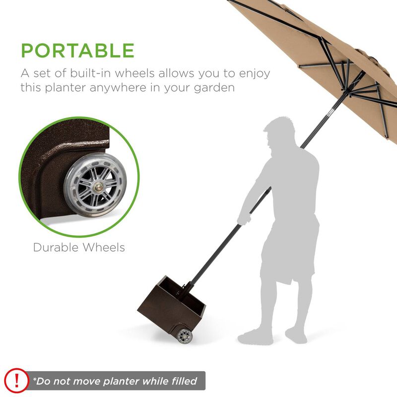 Weather-Resistant Umbrella Base &ndash; Powder-Coated Steel Stand with Wheels for Easy Moving