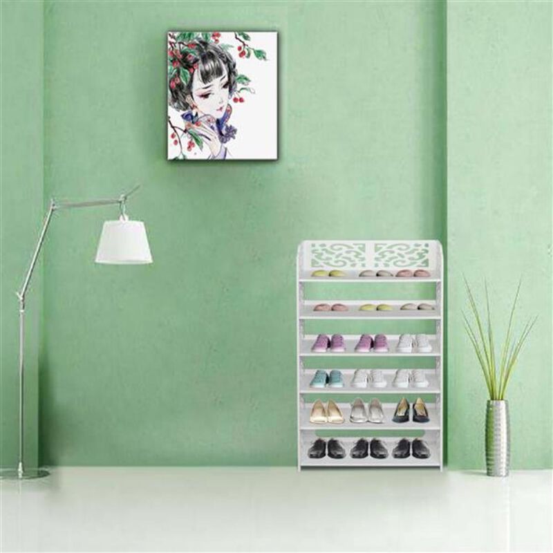 Six-Tier Carved Shoe Rack – Elegant and Space-Saving Shoe Storage Solution