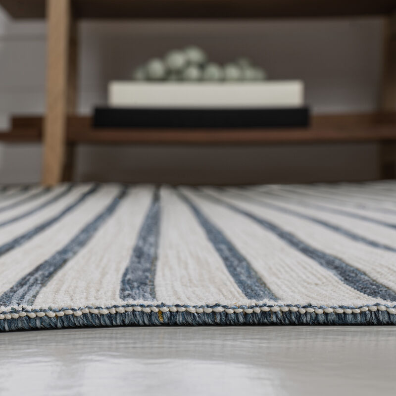 Classic Coastal Pinstripe Reversible Machine-Washable Indoor/Outdoor Area Rug