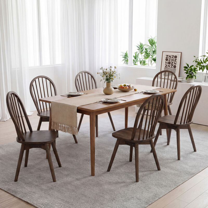 Set of 4 Swivel Windsor Dining Chairs with Solid Rubberwood Frames image number 6