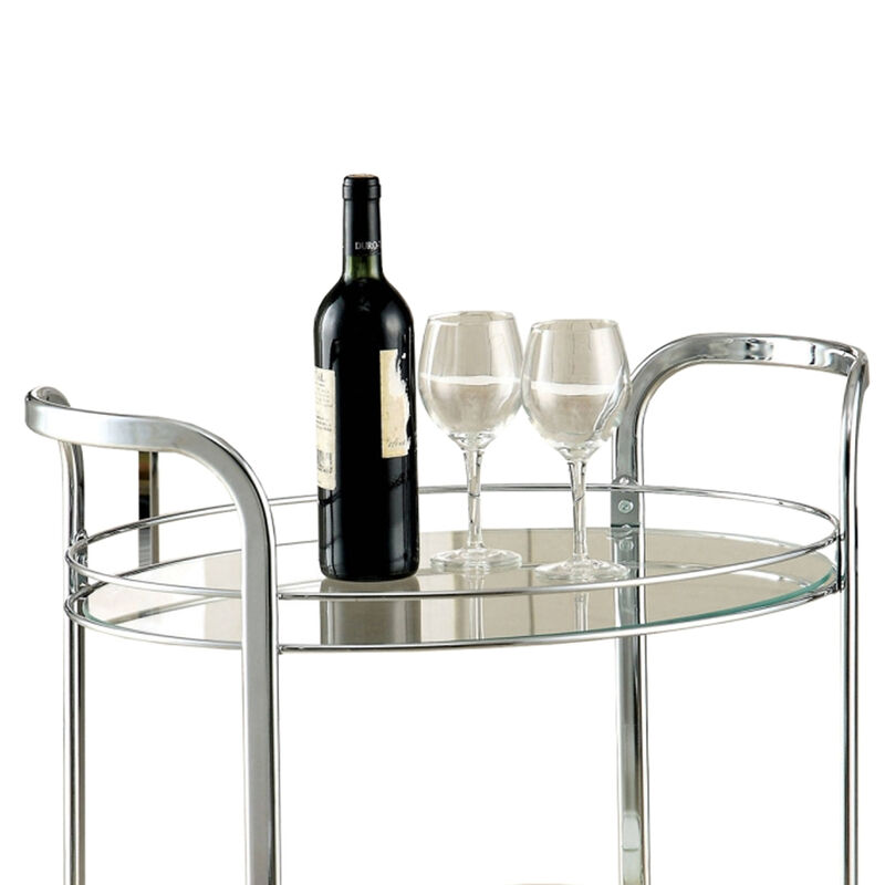 Loule Contemporary Serving Cart In Chrome Finish-Benzara