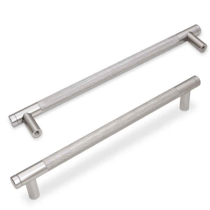 BUKOBYHE 10 Pack 7.5Inch Brushed Satin Nickel Kitchen Cabinet Handles Knurled Cabinet Pulls Drawer Pulls Kitchen Hardware