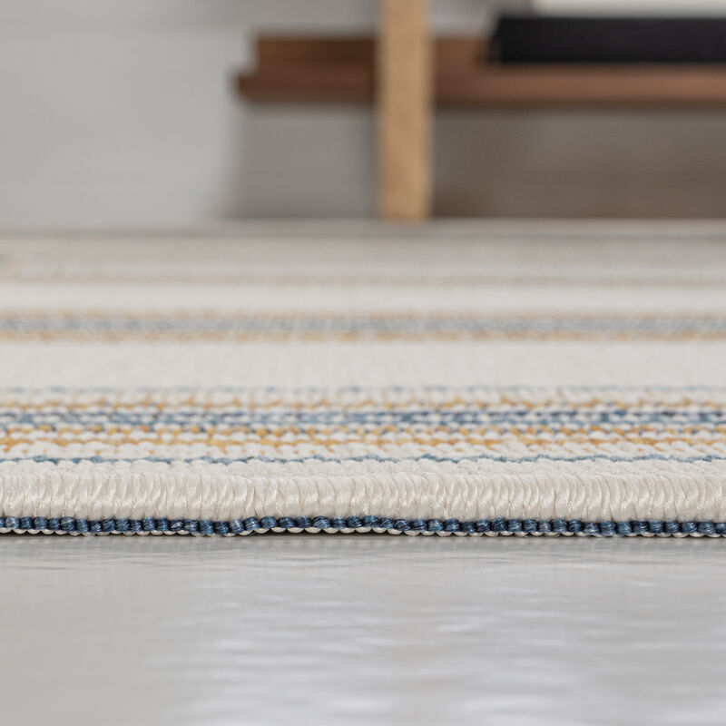 Argo Classic Nautical Mitre Stripe Reversible Machine-Washable Indoor/Outdoor Area Rug