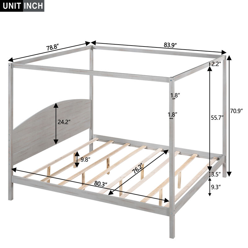 Merax Canopy Platform Bed with Headboard