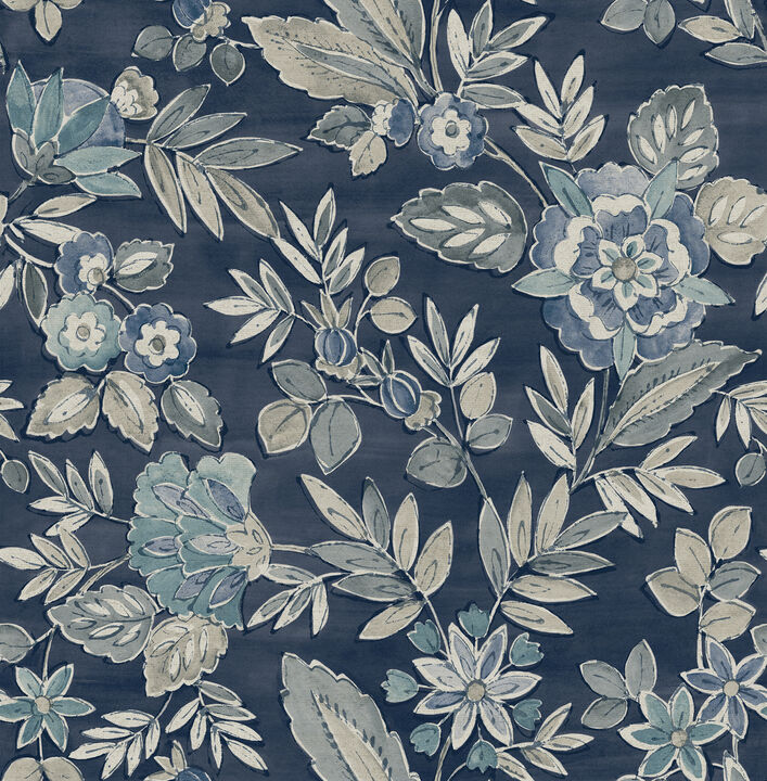Begonia Indigo Floral Trail Wallpaper (Set of 2)