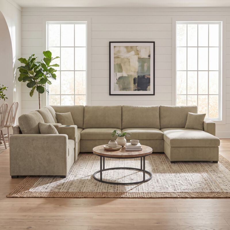 Guftem Modern 5‑Seat U‑Shaped Chenille Sectional Sofa image number 2