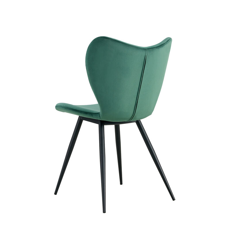 Dining chairs set of 2, Dark Green velvet Chair modern kitchen chair with metal leg