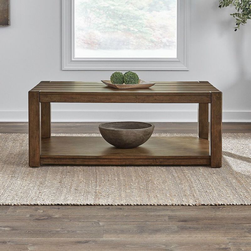 Liberty Furniture Broadmore Living Room Rectangular Cocktail Table - Cobblestone Brown image number 1