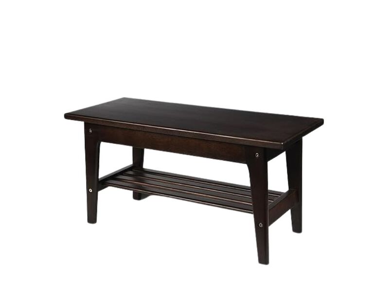 Entryway Wood Shoe Storage Bench Dark Walnut Rack USA Grown image number 0