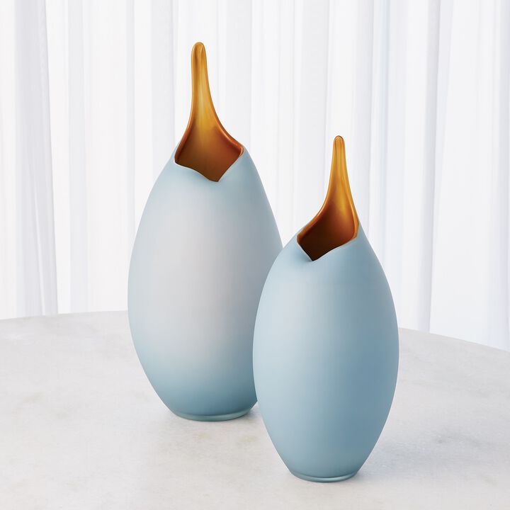 Frosted Blue Vase- Small