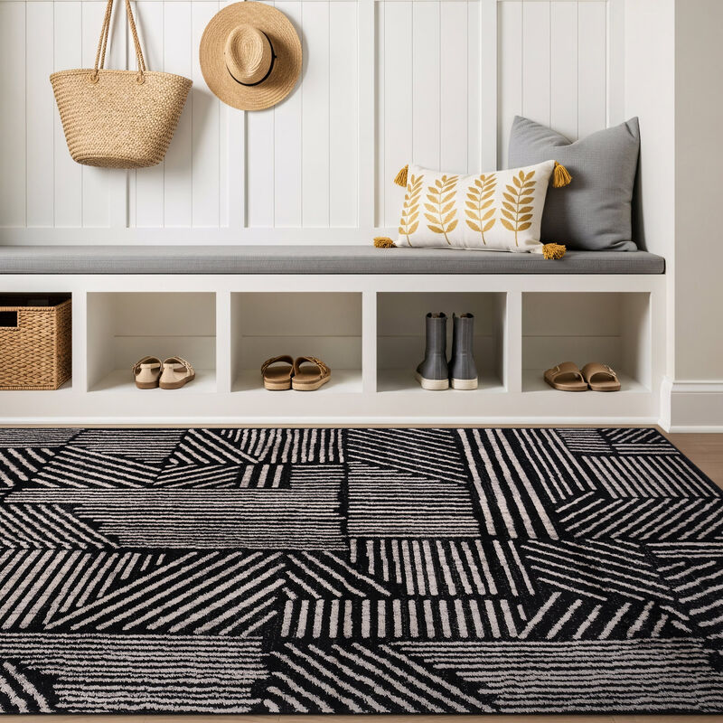 World Rug Gallery Contemporary Boho Stripes Area Rug:  Geometric Pattern,  Low Loop Pile,  Stain & Fade Resistant image number 9