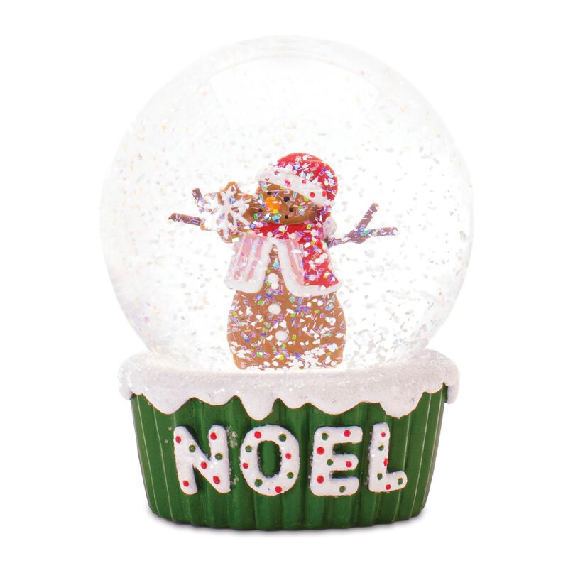Gingerbread-Themed Snowman Globes (Set of 2) – Whimsical Christmas Decorations with Swirling Glitter