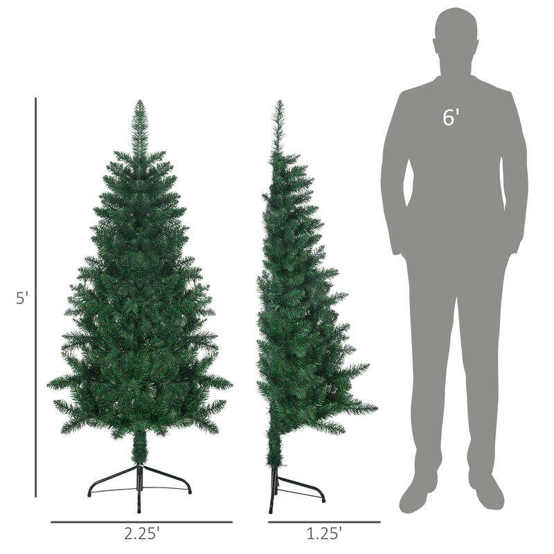 BreeBe 5 ft Artificial Half Christmas Tree Flat Back Design image number 2