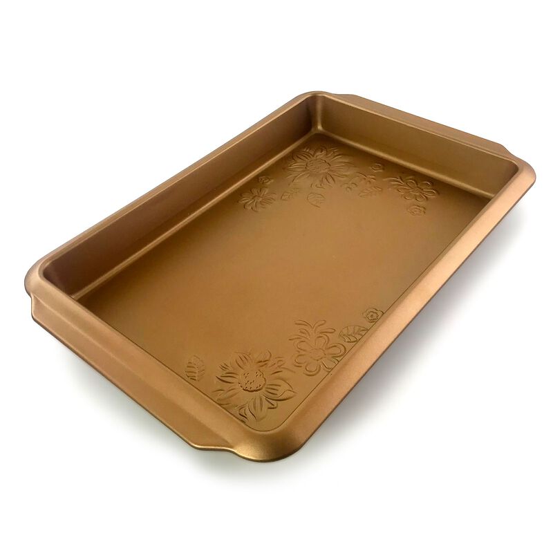 Gibson Home Country Kitchen Embossed Carbon Steel 13.75 Inch Roaster Pan in Copper