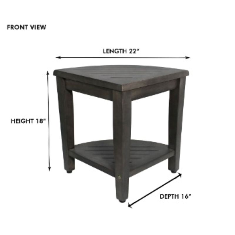 CoastalVogue SnazzyCorner Antique Gray 18"H Corner Shower Bench With Shelf