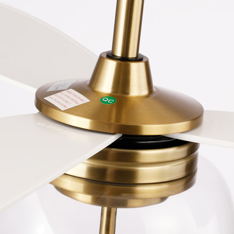 52" Modern Antique Brass Clear Glass Reversible DC Dimmable Ceiling Fan with Light and Remote image number 8