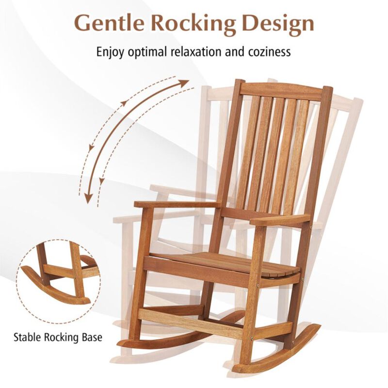 Hivvago Patio Rocking Chair Ergonomic High-Back Outdoor Rocker with Smooth Rocking Base