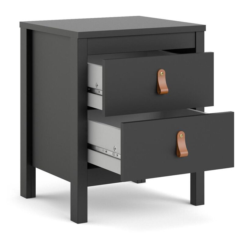 Tvilum Madrid 2 Drawer Nightstand, Black Matte
