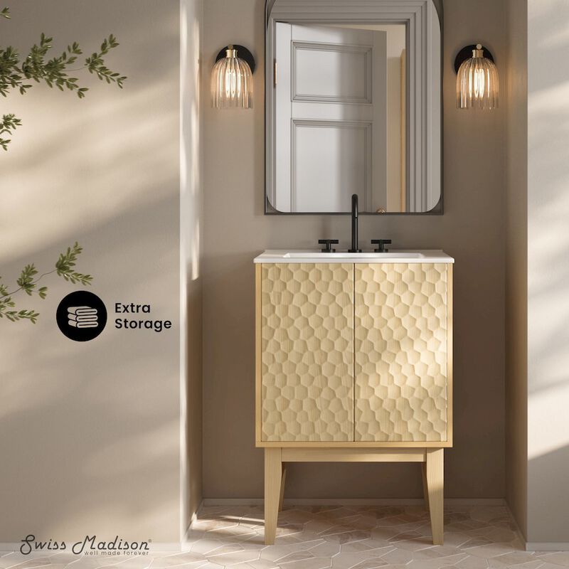 24" Freestanding Bathroom Vanity with 3-Hole Centerset Sink Top image number 1
