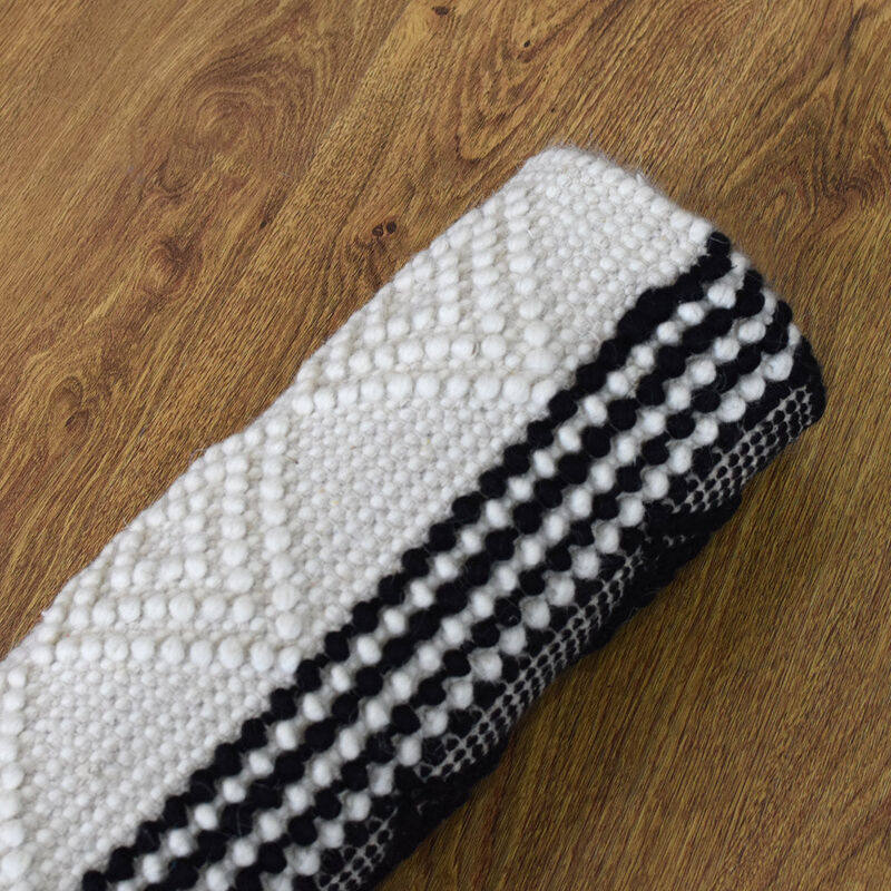 RUGSOTIC CARPETS HAND WOVEN FLAT WEAVE KILIM WOOL & COTTON ECO-FRIENDLY AREA RUGS - 5'x7'6'', Rectangle Shape, Black White Color, Contemporary Modern Design, Low Pile  Handmade Area Rugs (DWC002)