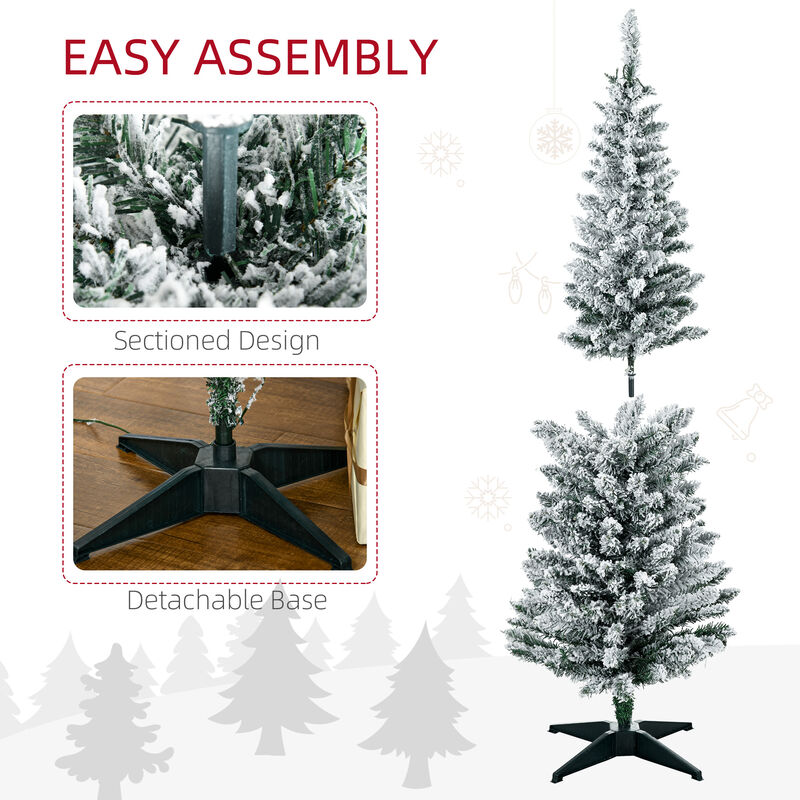 BreeBe 5ft Slim Artificial Christmas Tree with LED Lights image number 6