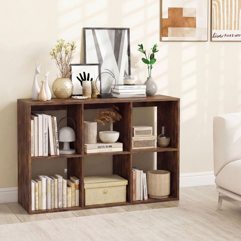Large 6 Cube Storage Shelf with Back Guardrail for Bedroom image number 7