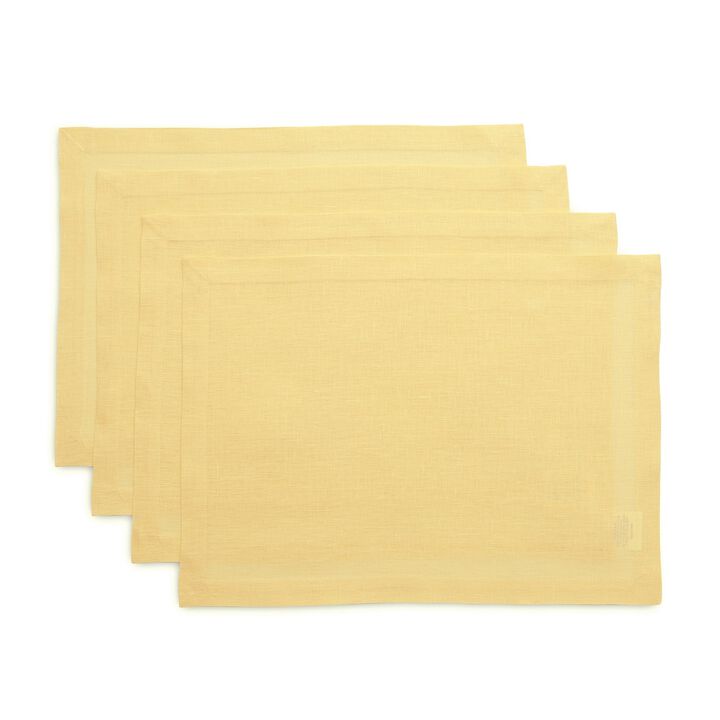 Solino Home 100% Pure Linen Placemats 14 x 19 Inch Set of 4 - Fete